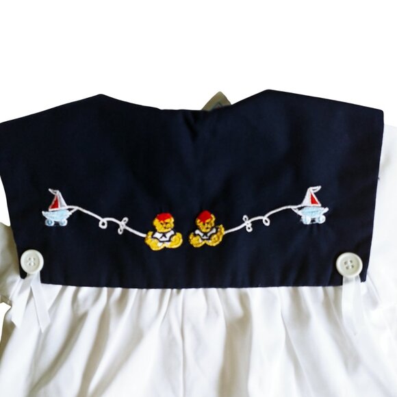 2 Piece Sailor-Style Nautical Romper and Matching Hat 6 Months. - Picture 7 of 10